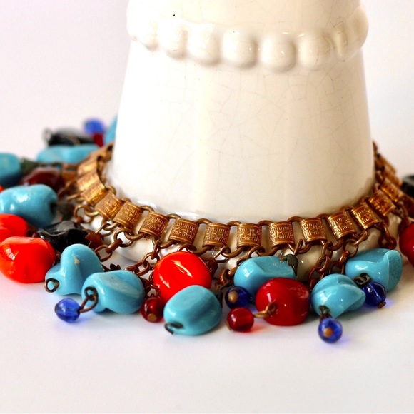 1930s unsigned Frank Hess / Miriam Haskell Book Chain Dangle Bracelet - Picture 6 of 9